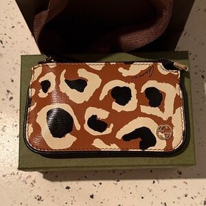 Gucci Brown and Black Animal Print key pouch